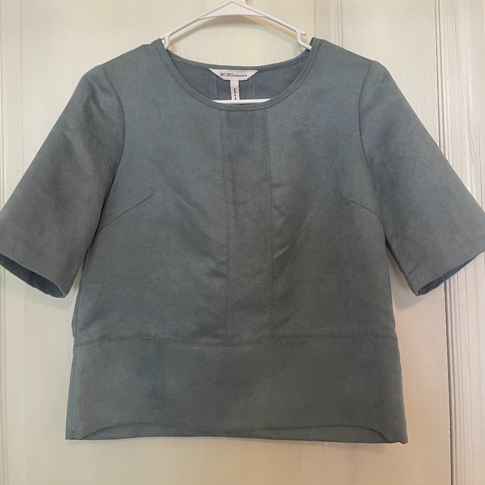 BCBG SUEDE TOP BLUE
